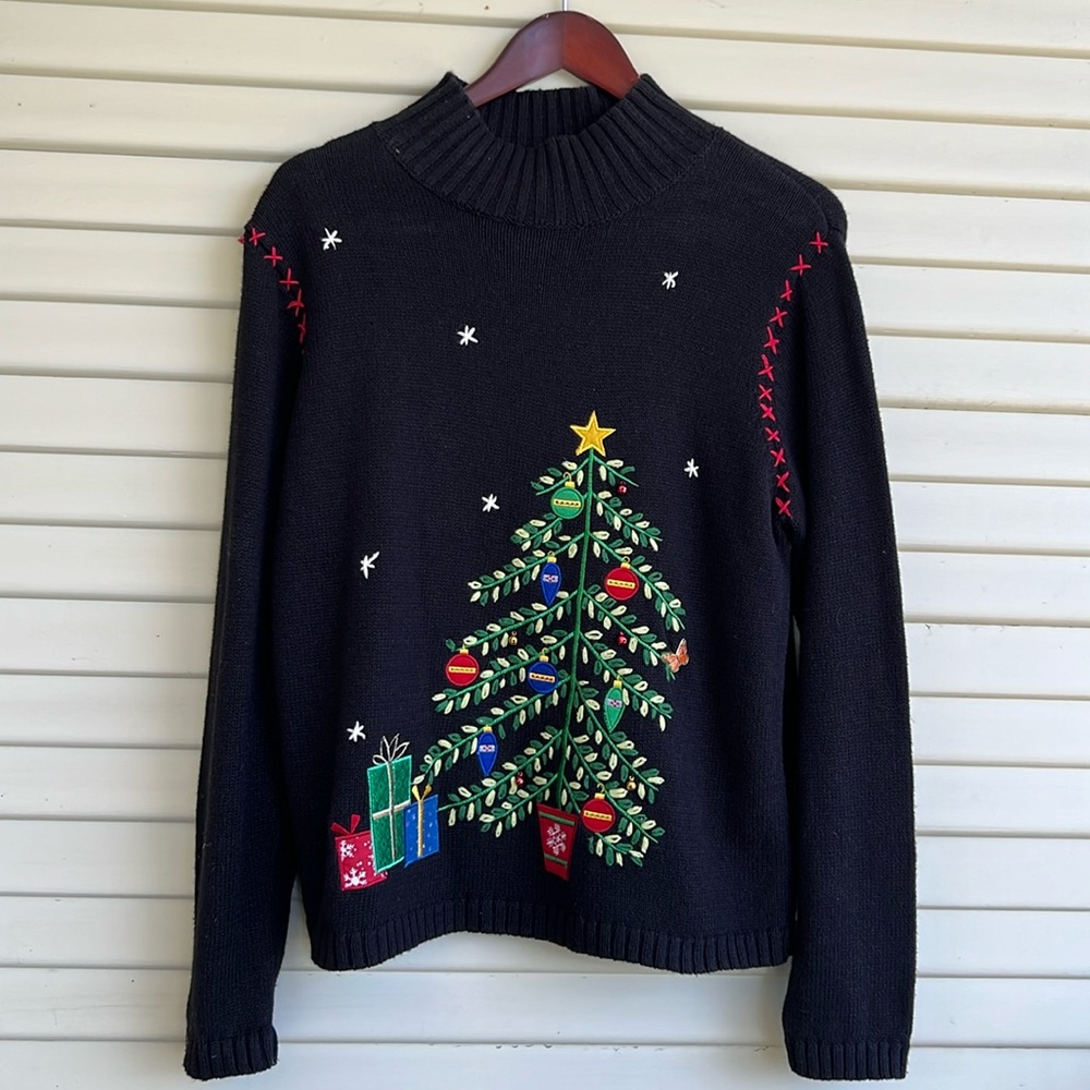 Christmas Sweater Classic Elements Medium Black - image 1
